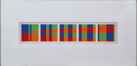 Francisco Sobrino,&nbsp;Untitled, 1959, Gouache on cardboard,&nbsp;4 1/2 x 21 in. (11.4 x 53.3 cm.)