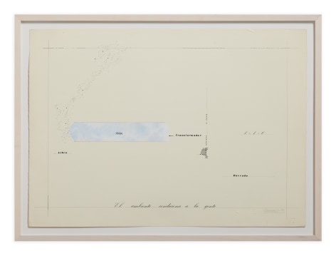 Marie Orensanz,&nbsp;El ambiente condiciona a la gente, 1974,&nbsp;Acrylic pencil, paint, ink, letraset, and graphite on paper,&nbsp;22 ⅝ x 30 ⅝ x 1 inches (57.5 x 77.8 x 2.5 cm.)