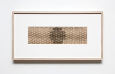 Gabriel de la Mora, B185, 2015. Fabric removed from radio speakers (53.2 x 41.1 x 4.5cm).