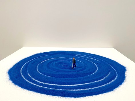 Liliana Porter, Blue Sand, 2018. Blue sand and figurine, variable dimensions