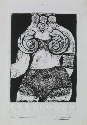 Antonio Berni, Ramona in a bikini (Ramona en bikini), 1964. Xilo-collage relief, 17 3/4 x 124&nbsp; in. (45.1 x 31.5 cm.)