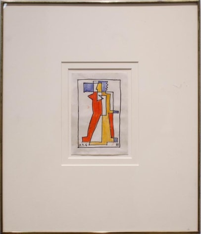 Joaqu&iacute;n Torres-Garc&iacute;a, Man, 1933. Ink, tempera, and pencil on paper, 6 x 4 1/16 in. / 15.3 x 10.3 cm.