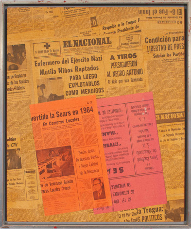 Alejandro Otero, C-3, from the series &quot;Papeles coloreados&quot; [Colored Papers], 1965. Collage. Dyed newspaper clips on wood, 28 11/16 x 23 13/16 in. (73 x 60.5 cm.)