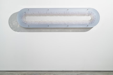 Ana Mar&iacute;a Tavares, C&aacute;psulas Ed. 2/3 [from the series Antigas Ternuras], 2010. Crystal and colored acrylic, stainless steel and aluminum, 18 1/8 x 76 3/4 x 5 3/4 in. (46 x 194.9 x 14.6 cm.)