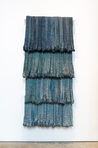 Sandra Monterroso, Expoliada III,&nbsp;From the series &quot;Wounds can also be dyed blue,&quot; 2016, Yarn dyed with indigo and wood, 70.81 x 31.5 x 4.69 in. (179.86 x 80 x 11.91 cm.)