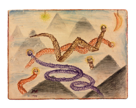 Xul Solar, Man Sierpes. Catalogue Raisonn&eacute; #767, p. 330, 1935. Color pencil on paper, mounted on cardboard, 6 3/4 x 8 7/8 in.