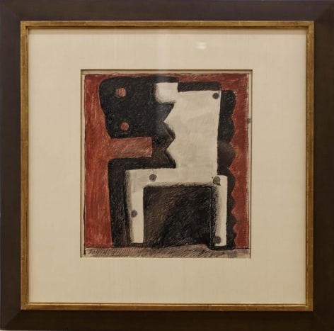 Augusto Torres, Formas negra y blanca sobre rojo, 1977. Ink and tempera on paper, 14 3/4 x 13 3/8 in. / 37.5 x 33.7 cm.