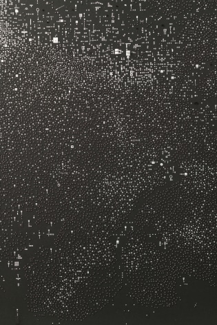 Marco Maggi, No visual distancing (Black), detail, 2021. Paper on paper on paper, 36 x 24 in. (91.4 x 61 cm.)