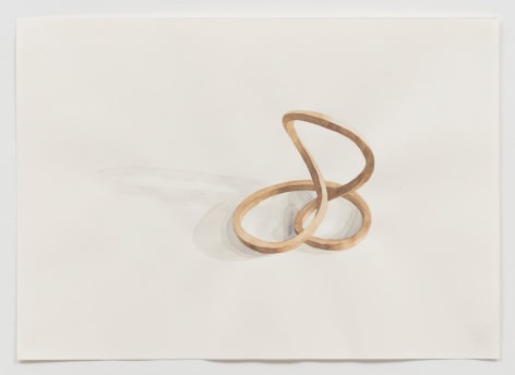 Jorge Macchi,&nbsp;Rubber Band 03, 2017, Watercolor on paper,&nbsp;11 9/16 x 16 1/2 in. (29.5 x 41.9 cm.). Courtesy of Alexander and Bonin.