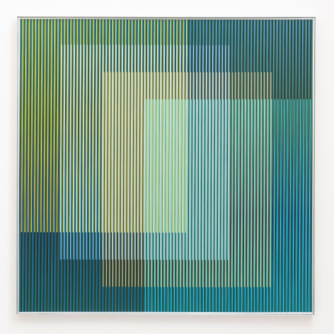 Carlos Cruz-Diez, Physichromie Panam 269, 2017. Chromography on Aluminum, 39 5/16 x 39 5/16 in. (100 x 100 cm.)