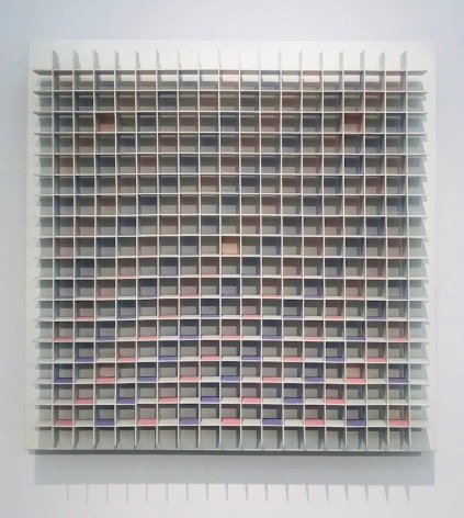 Luis Tomasello,&nbsp;Atmosph&egrave;re Chromoplastique No. 472, 1979. Acrylic on wood,&nbsp;23 3/4 x 23 11/16 x 4 1/4 in. (60.3 x 60.3 x 10.8 cm.)