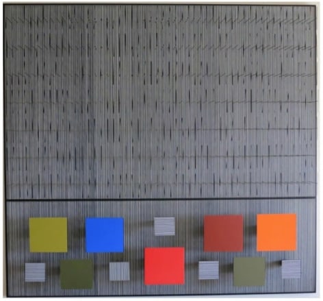 Jes&uacute;s Rafael Soto, Tes Negra y Color, 1993, Acrylic, metal, wood,&nbsp;52 5/16 x 52 5/16 x 5 7/8 in. (133 x 133 x 15 cm.)
