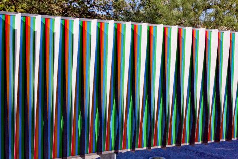 Carlos Cruz-Diez (Venezuelan, 1923-2019), Double Physichromie, 2009 Painted aluminum and steel; 80.5 x 112 x 648 inches University of Houston College of Public Art of the University of Houston System. Photo by Morris Malakoff.