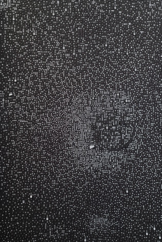 Marco Maggi, No visual distancing (Silver on Black), detail, 2021. Paper on paper on paper, 24 x 18 in. (61 x 45.7 cm.)