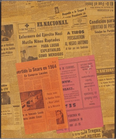 Alejandro Otero, C-3, from the series &quot;Papeles coloreados&quot; [Colored Papers], 1965. Collage. Dyed newspaper clips on wood, 28 11/16 x 23 13/16 in.
