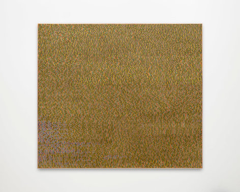 Sebast&iacute;an Gord&iacute;n, 20 de marzo, 7 pm, 2022. Dyed veneer, plywood, copper, 24 3/8 x 27 1/2 in.