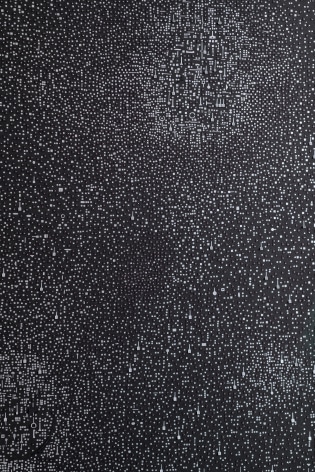 Marco Maggi, No visual distancing (Silver on Black), detail, 2021. Paper on paper on paper, 24 x 18 in. (61 x 45.7 cm.)