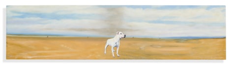 Miguel Angel R&iacute;os,&nbsp;Paisaje con perro blanco, 2004. Acrylic on formica, 10 &frac14; x 41 ⅜ inches.