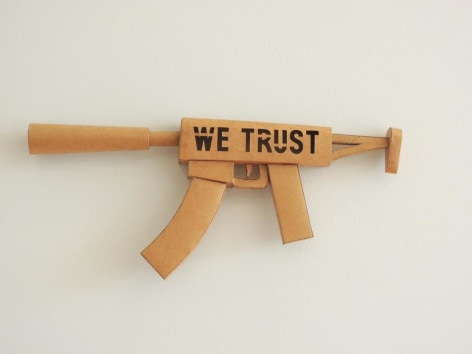 Miguel Angel R&iacute;os, WE TRUST, 2011. Mexican craft paper, 9 x 21 x 1 3/4 in.