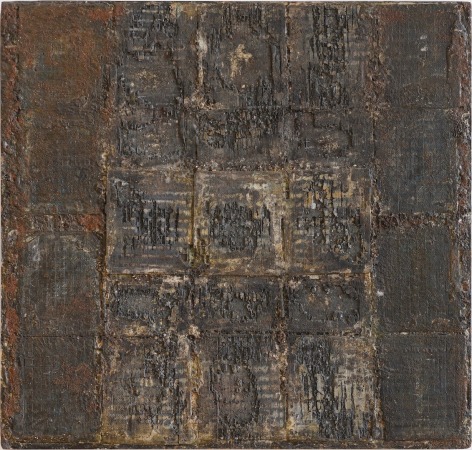 Elsa Gramcko, El castillo de Elsinor [Elsinore&rsquo;s Castle], 1963. Car battery cells and mixed media on Masonite,&nbsp;24 3/8 x 25 9/16 in. (62 x 65 cm.)