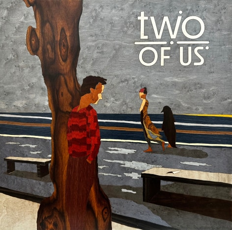 Sebasti&aacute;n Gord&iacute;n, Two of us, Edition 2/2, 2023. Natural and dyed wood veneer on panel, 13 x 13 in. (33 x 33 cm.)