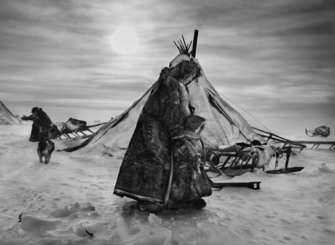 Nenets, An Indigenous Nomadic People, Whose Main Subsistene Come From Reindeer Herding, South Yamal Region, Siberia, Russia (Mother and Child Bundled). 2011
