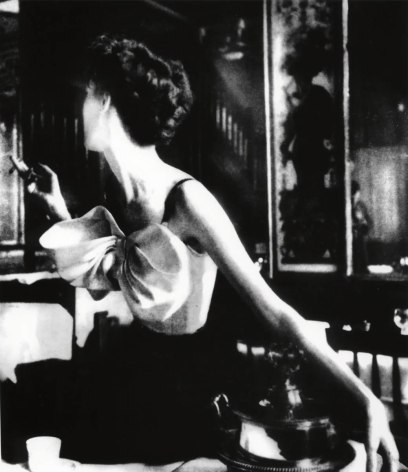 Lillian Bassman&nbsp; Across the Restaurant, Barbara Mullen, dress by Jacques Fath, Le Grand Véfour, Paris, 1949&nbsp;
