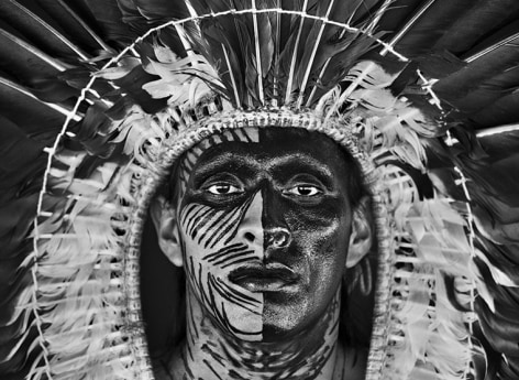 Ad&atilde;o Yawanaw&aacute; in a Headdress of Eagle Feathers, Village of Nova Esperan&ccedil;a Rio Greg&oacute;rio Indigenous Territory, State of Acre, Brazil. 2016