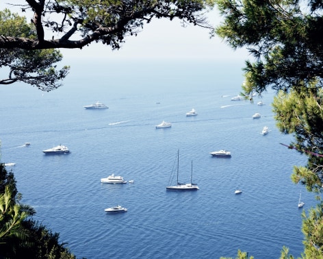 Yachts, Seen Through Trees, Capri, 2022, 47 x 59 inch archival pigment print