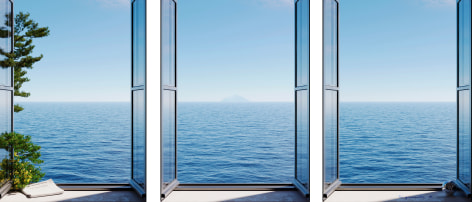 Stromboli and the Ocean (triptych), 2024, 58.5 x 43.25 inches each