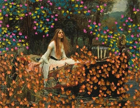  Untitled (Lady of Shalott by John William Waterhouse, 1888), 2017, 	Acrylic and giclee on paper