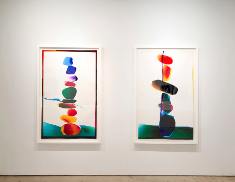 From left to right: River Guide - Current, 2018, 71.5 x 46.5 inches each