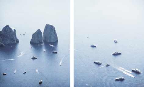 Faraglioni, Capri (xi), 2022, 40 x 64 inch archival pigment print diptych&nbsp;