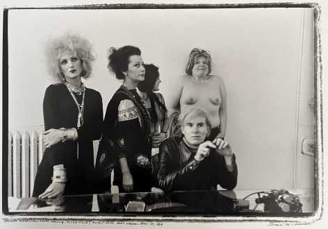 Fred McDarrah, Factory Superstars Candy Darling, Ultra Violet, Brigid Polk, Andy Warhol. April 24, 1969