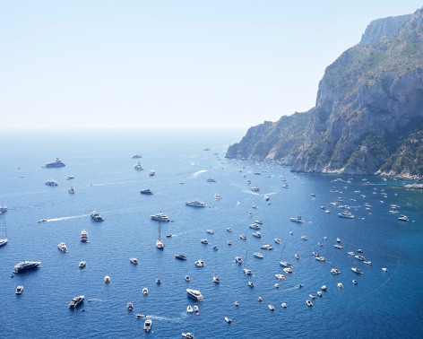 Moored Yachts, Late Morning, Capri, 2022, 47 x 59 inch archival pigment print