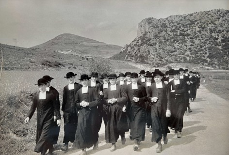 Henri Cartier-Bresson, Seminarists on a walk, near Burgos, Spain, 1953