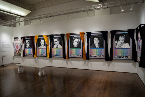 Installation of&nbsp;Paul Laffoley&#039;s&nbsp;The Life and Death of Elvis Presley: A Suite&nbsp;(1988-1995) at OAF NY 2023