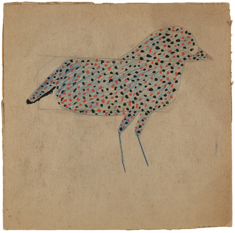 Bill Traylor (1854-1949), Spotted Black and Red Bird (Blue Spotted Bird), c. 1939-1942