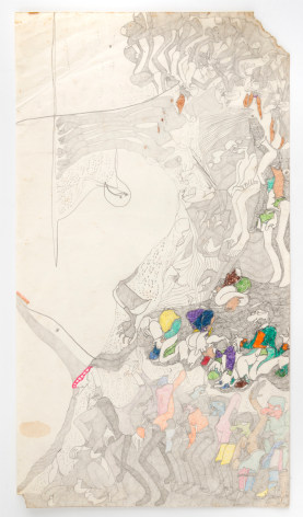 Susan Te Kahurangi King (1951) New Zealand, Untitled, c. 1975-1980, Graphite, colored pencil and crayon on paper, 16.5 x 9 in