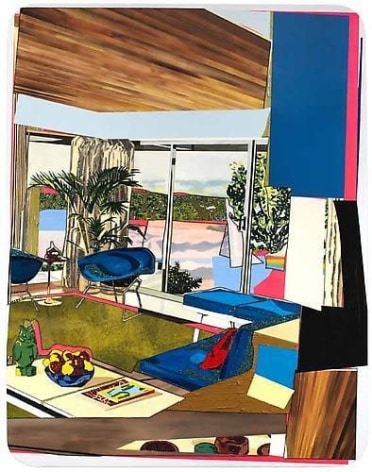 MICKALENE THOMAS Interior: Blue Couch with Green Owl, 2011