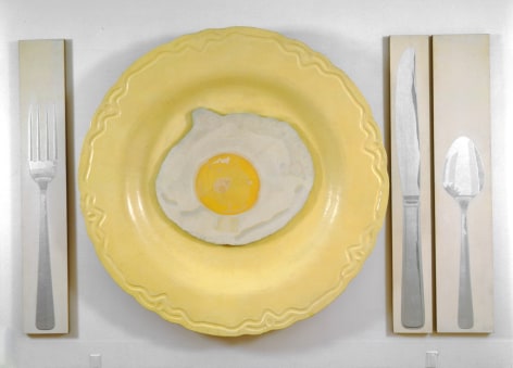 ALEX HAY, Egg on Plate with Knife, Fork, and Spoon