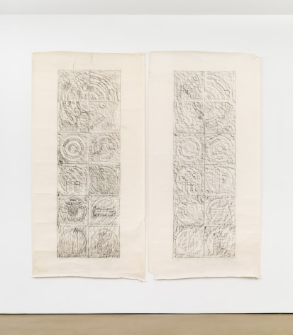 Untitled 1988 graphite rubbing on paper, diptych