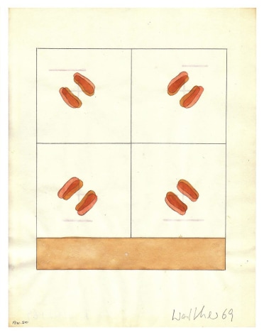 Franz Erhard Walther, Werkzeichnung [Work Drawing], Related to No. 49, First Work Set, 1969, watercolor and graphite on paper, at Peter Freeman, Inc.