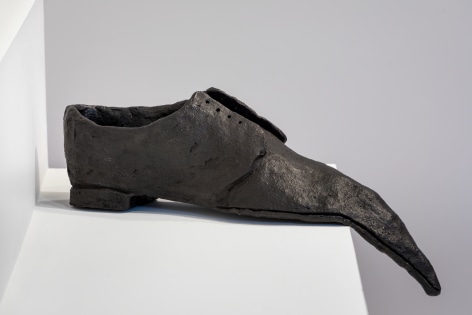 David Adamo, Untitled (shoe), 2022, cast bronze with black patina, 7 1/8 x 13 3/4 x 4 3/8 inches (18.1 x 34.9 x 11.1 cm), unique, PF6538