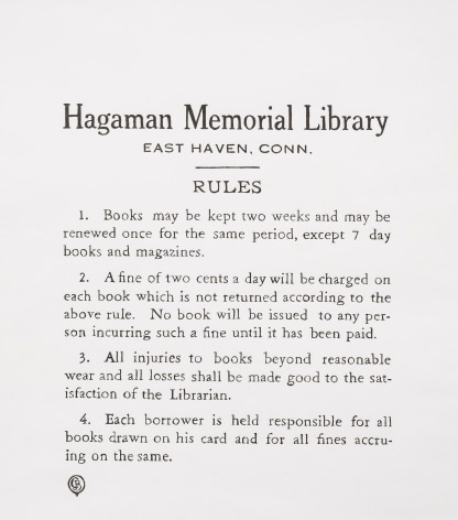 Charles LeDray Hagaman Memorial Library, East Haven, Conn. Rules