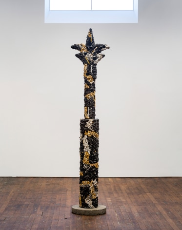 Ned Smyth Black Mosaic Column on Pedestal