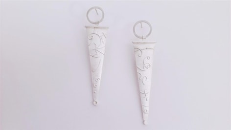 Ann Parkin, Earrings - Particle Tracks, Suspended Triangle