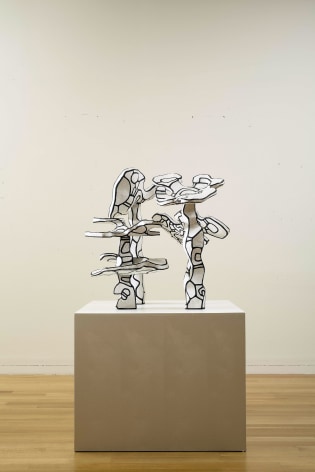Jean Dubuffet, Groupe de Quatre Arbres (&Eacute;tat D&eacute;finitif), 1970  96 x 100 x 87 cm. (37 7/8 x 39 x 34)  Epoxy paint on polyurethane, in 4 parts  &copy;Helly Nahmad Gallery NY. The present work, Group of four trees from 1970 belongs to Dubuffet's acclaimed Hourloupe cycle series from 1962 to 1974. The works created during this period resemble familiar objects and forms and yet these works recall a fantastical parallel universe where the line between the real and the imaginary is blurred. The figures and objects of the Hourloupe cycle all emulate an existing reality or an everyday object. Dubuffet referred to them as a reflection of the tangible as it appears in the mind. It is in this context that one should experience Group of four trees.