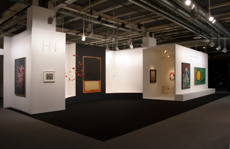 Installation view of Art Basel, Basel 2019. &copy;Helly Nahmad Gallery NY. Photography by Studio MDA. This photo features the inside of the booth the focus is a large scale painting by Mark Rothko.