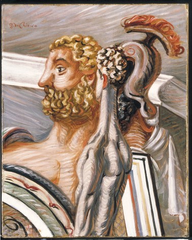 Giorgio de Chirico, Gladiateur et Philosophe, 1927-28 ​Oil on canvas 45.5 x 33.5 cm. (18 x 13 1/8 in.) &copy;Helly Nahmad Gallery NY